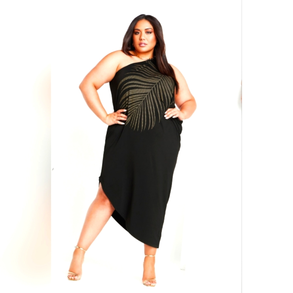Asymmetrical Drape Dress (Plus Size)